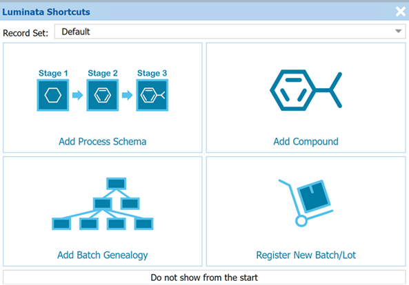 What's New Luminata - Shortcuts action dialog box