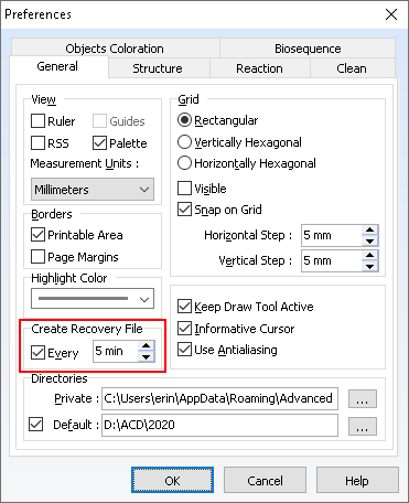 What's New ChemSketch - Save Temporary Files